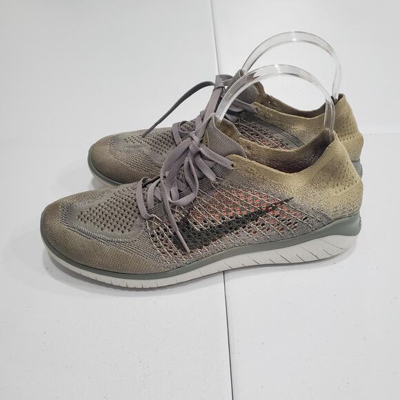 Nike Free RN Flyknit Shoes Womens Size 10 Gray Olive Running Sneakers 942839-003 - Picture 6 of 9